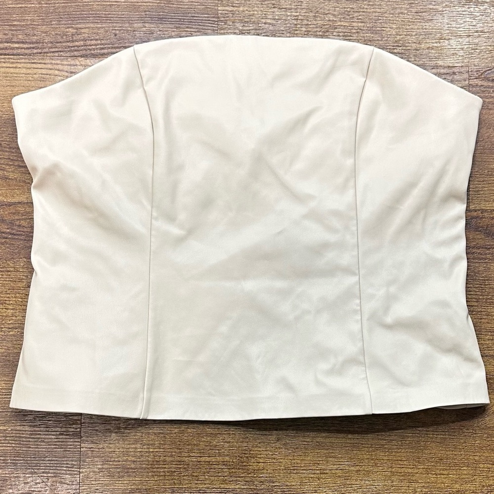 TOPSHOP Cream Ivory‎ Faux Leather Corset Womens Size 12